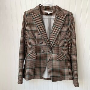 Veronica Beard Plaid Miller Wool Blend Blazer Dickey Jacket Petrol Multi Size 8